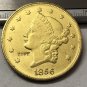 1856 United States LIBERTY HEAD (NO MOTTO ON REVERSE) $20 Gold Plated Copy Coin