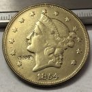 1854 United States LIBERTY HEAD (NO MOTTO ON REVERSE) $20 Gold Plated Copy Coin