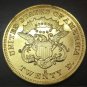 1863 United States LIBERTY HEAD (NO MOTTO ON REVERSE) $20 Gold Plated Copy Coin