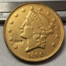 1866-S United States LIBERTY HEAD (NO MOTTO ON REVERSE) $20 Gold Plated Copy Coin