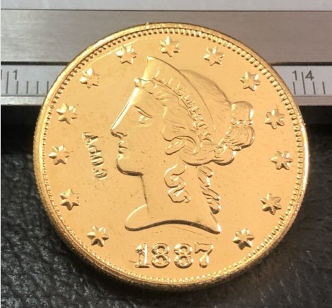 1887 United States Liberty Head (Motto on Reverse) $10 Gold Copy Coin