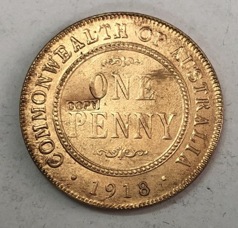 1918 Australia 1 Penny - George V Copy Coin