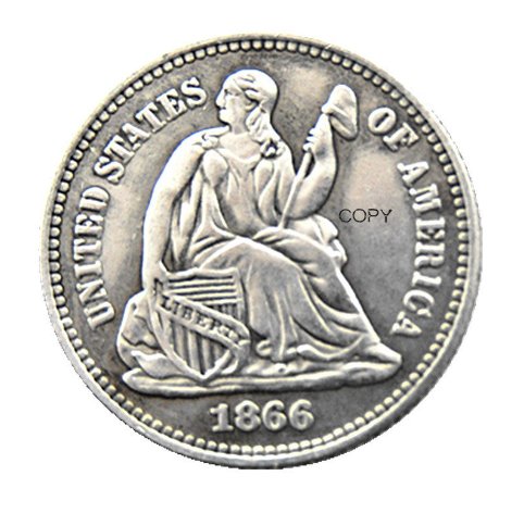 USA 1866 Liberty Seated Half Dime Legend Obverse Copy Coins