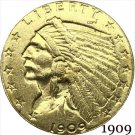 1909 US 2½ Dollars Indian Head Quarter Eagle 2.5 USD Gold Copy Coins