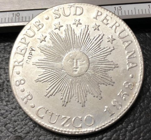 1838 Peru 8 Reales South Peru silver plated COPY coin