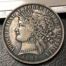 1882 Peru 5 Pesetas Silver plated COPY coin