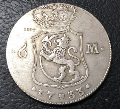 1733 Denmark 6 Mark-Christian VI ( Royal Visit In Norway) Silver Copy Coin