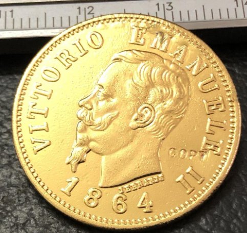 1864 Itlay 50 Lire Gold Copy Coin