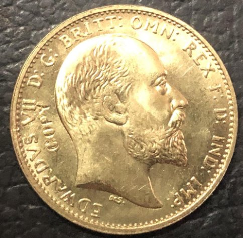 1910 United Kingdom 1 Sovereign -Edward VII .9999 pure Gold Plated Copy Coin