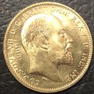1910 United Kingdom 1 Sovereign -Edward VII .9999 pure Gold Plated Copy Coin
