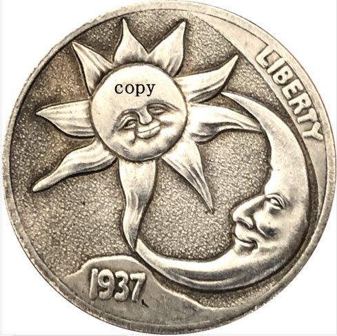 1937-D Sun Buffalo Nickel Copy Coin-No Stamp