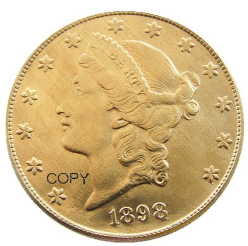 US 1898 Twenty Dollars With Motto $20 Brass Copy Coin