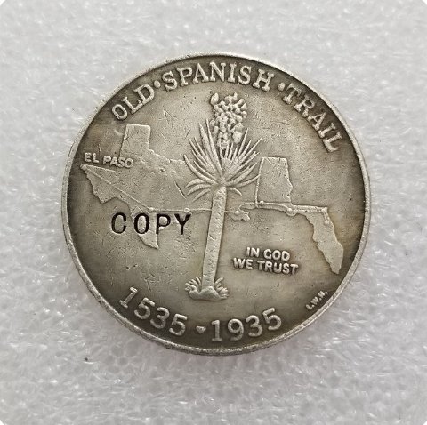 US 1935 Old Spanish Trail Commemorative Half Dollar Silver Plated Copy Coin