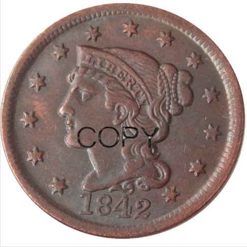 US 1842 Braided Hair One Cent Copy Coin