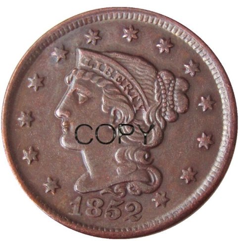 US 1852 Braided Hair One Cent Copy Coin