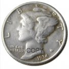 US 1934 Mercury Head Ten Cent Dime Silver Plated Copy Coins