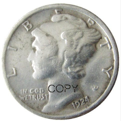 US 1924 Mercury Head Ten Cent Dime Silver Plated Copy Coins