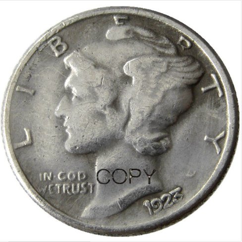 US 1923 Mercury Head Ten Cent Dime Silver Plated Copy Coins
