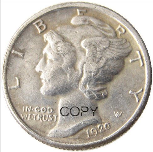 US 1920 Mercury Head Ten Cent Dime Silver Plated Copy Coins