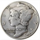 US 1916 Mercury Head Ten Cent Dime Silver Plated Copy Coins