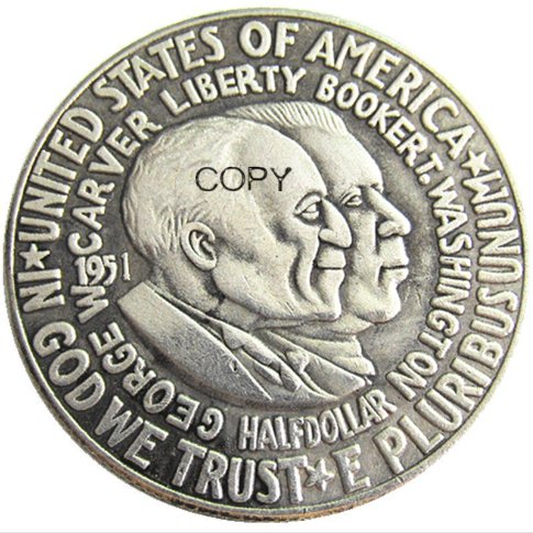 USA 1951 Booker T. Washington Half Dollar Silver Plated Copy Coin