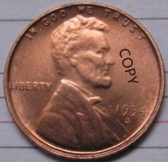 US Coin 1934-D Lincoln Penny Coins Copy 95% coper manufacturing