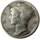 US 1941 Mercury Head Ten Cent Dime Silver Plated Copy Coins