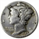 US 1940 Mercury Head Ten Cent Dime Silver Plated Copy Coins
