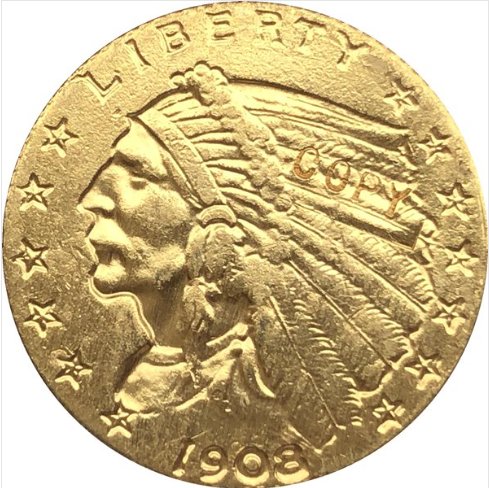 US Coin 24-K gold plated 1908 $2.5 GOLD Indian Half Eagle Coin Copy