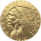 US Coin 24-K gold plated 1910-S $5 GOLD Indian Half Eagle Coin Copy