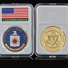 American CIA Military Gold Plated US Gold Coin Challenge Coins Collectible W/ Acrylic Box