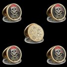 5PCS/Lot Movie Pirate Skull Gold Aztec Coin Medallion Skull Medal