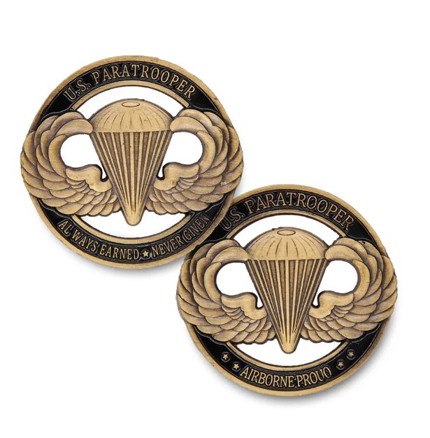U.S. Army Paratrooper Always Earned Never Given Challenge Metal Coin Collectible