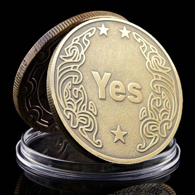 Yes or No Prediction Decision Copper Coin Ouija All-Seeing Eye or Death Angel Gothic Value