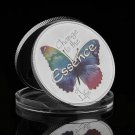 Animal Coloried Butterfly Silver Plated 1OZ Symbols Change Is The Essence Of