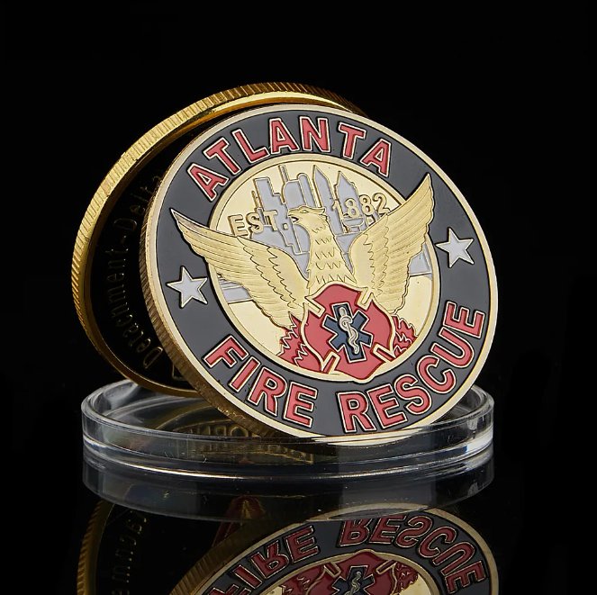 1882 Est USA Atlanta Fire Rescue Patron Saint Of Firefighters Coin Medal Collectible