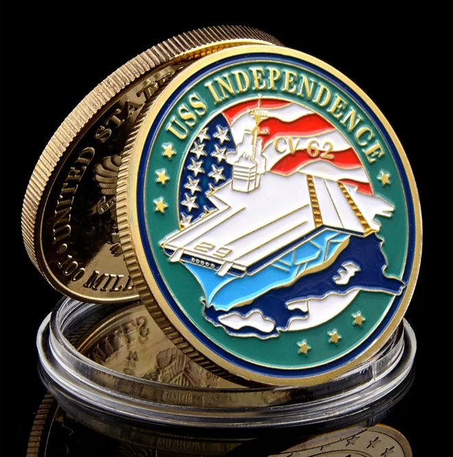 USA USS Independence CV 62 Military Department of The Navy Great Seal Gold Challenge