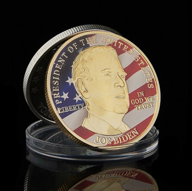 The 46th USA President Joseph Robinette Biden Colorized Gold/Silver Plated Challenge