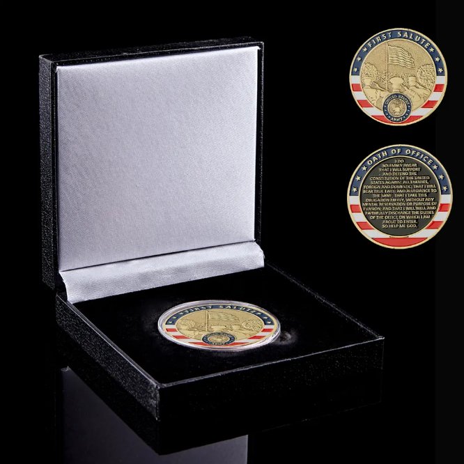 USA Independence Miltary Army First Salute Oath Of Office US Flag Challenge Coin