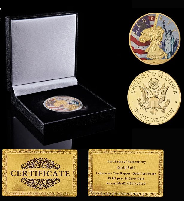 2017 USA Gold/Silver Challenge Coin Lady Statue of Liberty Great Seal of USA Coins W/ Luxury Box
