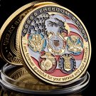 USA Navy USAF USMC Army Coast Guard Freedom Eagle Gold Plate Rare Challenge Coin