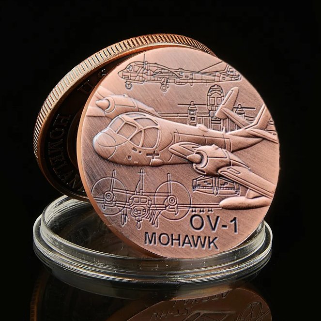 USA Army OV-1 Mohawk Military Challenge Bronze Coin Free Eagle Liberty Freedom In God
