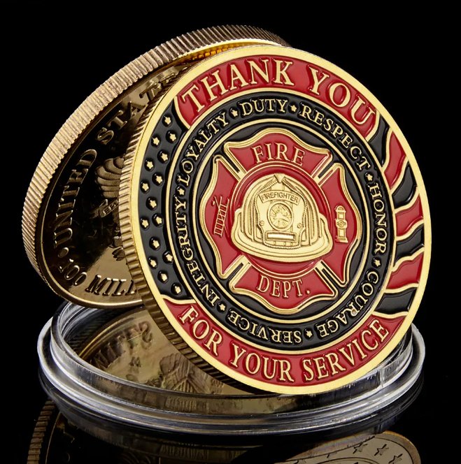 USA Thank You For Your Service Flag Duty Honor Fire Rescue God Bless FireFighters Comme