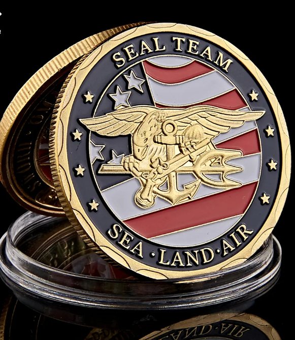 Gold Plated Souvenir Coin USA Sea Land Air Of Seal Team Challenge Department Of The Navy