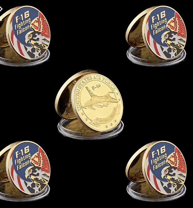 5PCS United States Air Force F-16 Fighting Falcon Military Collectible Challenge Coin USA