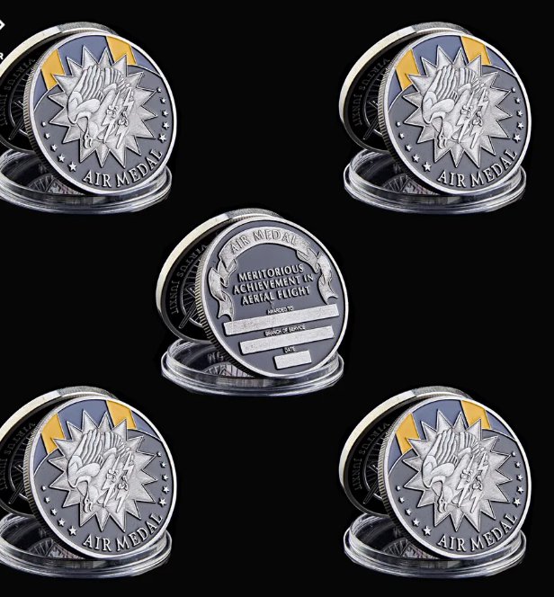 5PCS USA Meritorious Achievement In Aerial Flight Military Air Forces Coins Ai