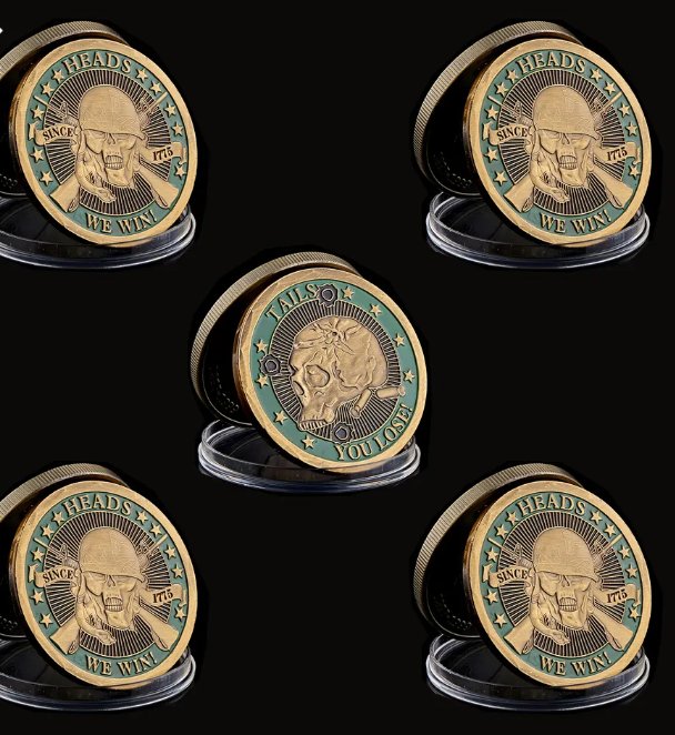 5PCS American Revolutionary War Since 1775 Heads We Win Tails You Lose Skull Souvenir