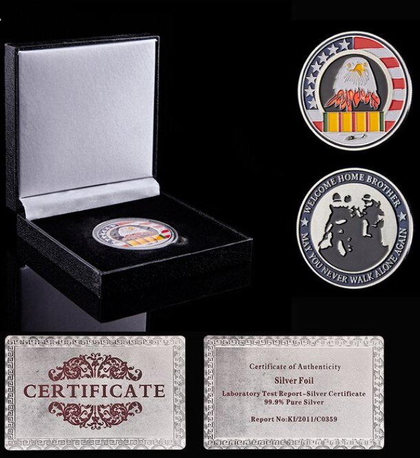 USA Gold/Silver Military Challenge Welcome Home Brother Souvenir Coin W/ Luxury