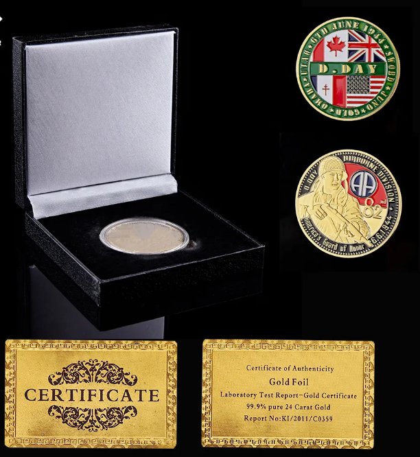 1944.6.6 D Day WWII Normandy War Fight Commemorative Gold Challenge Coin W/ Luxury