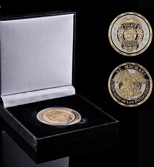St Michael Archangel Officer and Law Enforcement Police Officer Bronze Souvenir Challenge